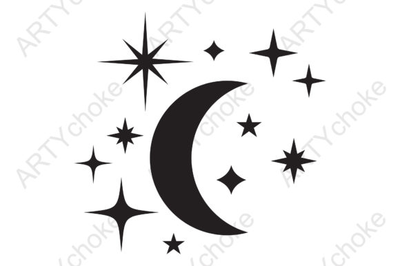 Download Moon and Stars. SVG File for Cricut - Stars Collection