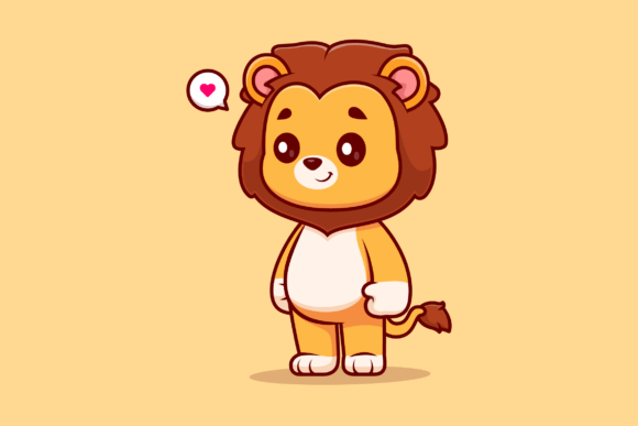 Download Cute Lion Standing Cartoon Illustration - Premium Resources