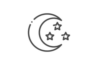 Download Gray Moon Outline with Three Stars Icon - Stars Collection