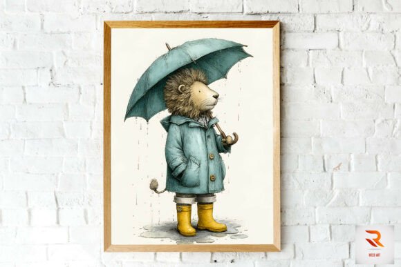 Download Cute Lion Standing in Spring Rain - Premium Bundle